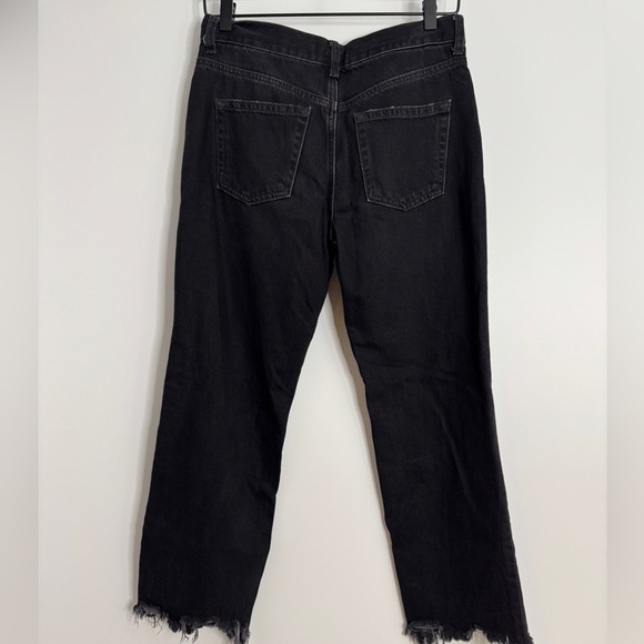 Free People Distressed Black Jeans Size 26– Y2K Grunge Ripped Straight Leg Denim - Picture 6 of 6